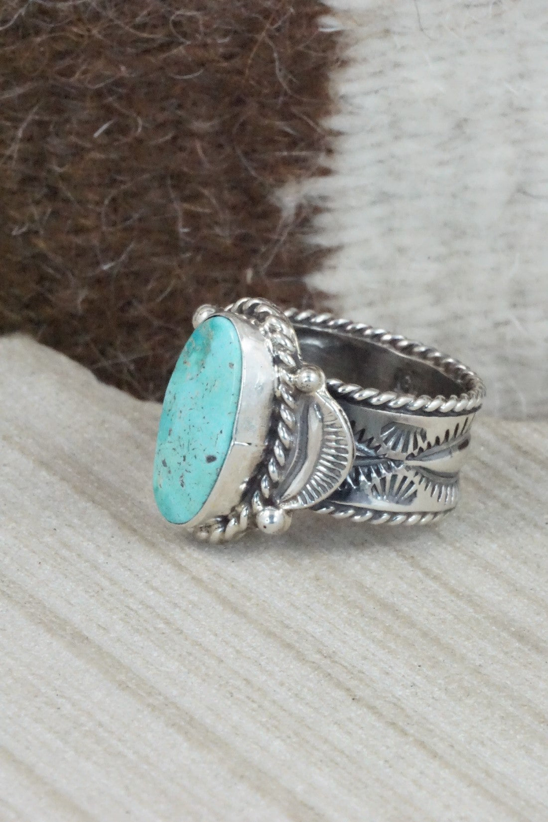 Turquoise & Sterling Silver Ring - Garrett Hale - Size 11