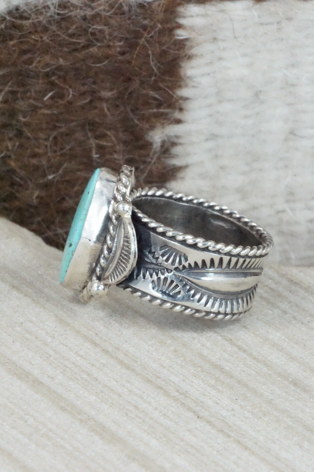 Turquoise & Sterling Silver Ring - Garrett Hale - Size 11