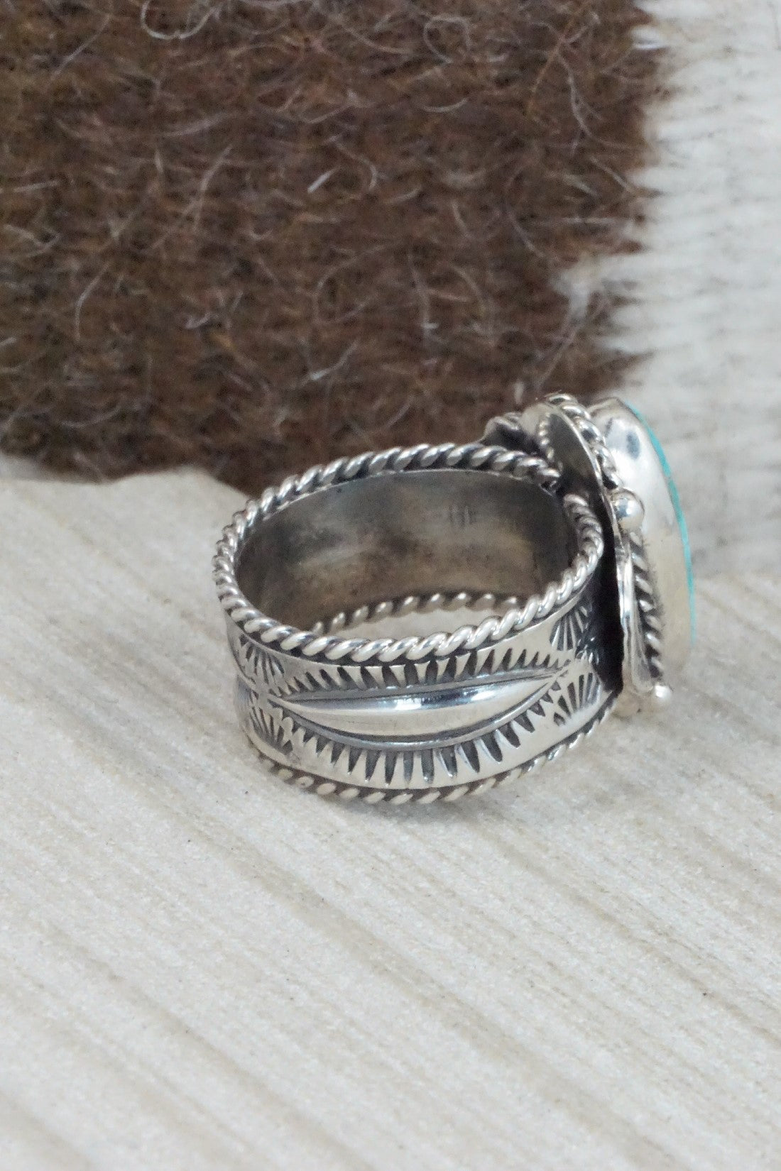 Turquoise & Sterling Silver Ring - Garrett Hale - Size 11