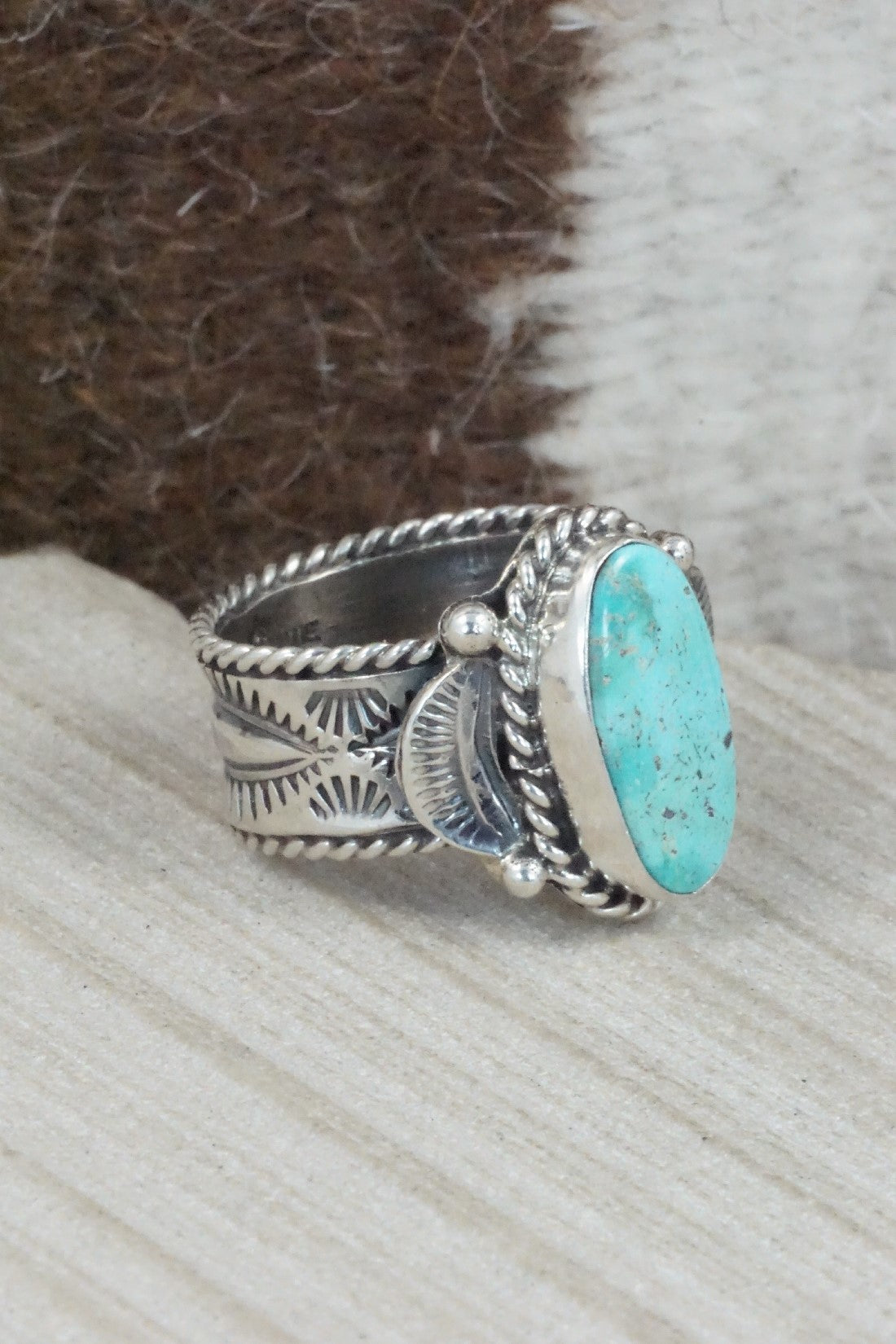 Turquoise & Sterling Silver Ring - Garrett Hale - Size 11