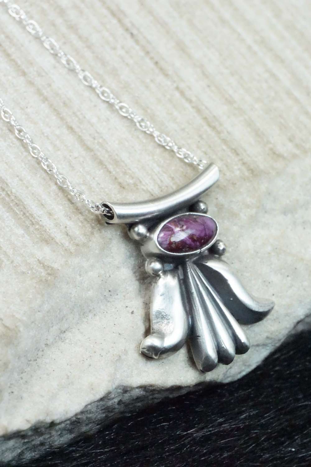 Spiny Oyster & Sterling Silver Necklace - Sharon McCarthy