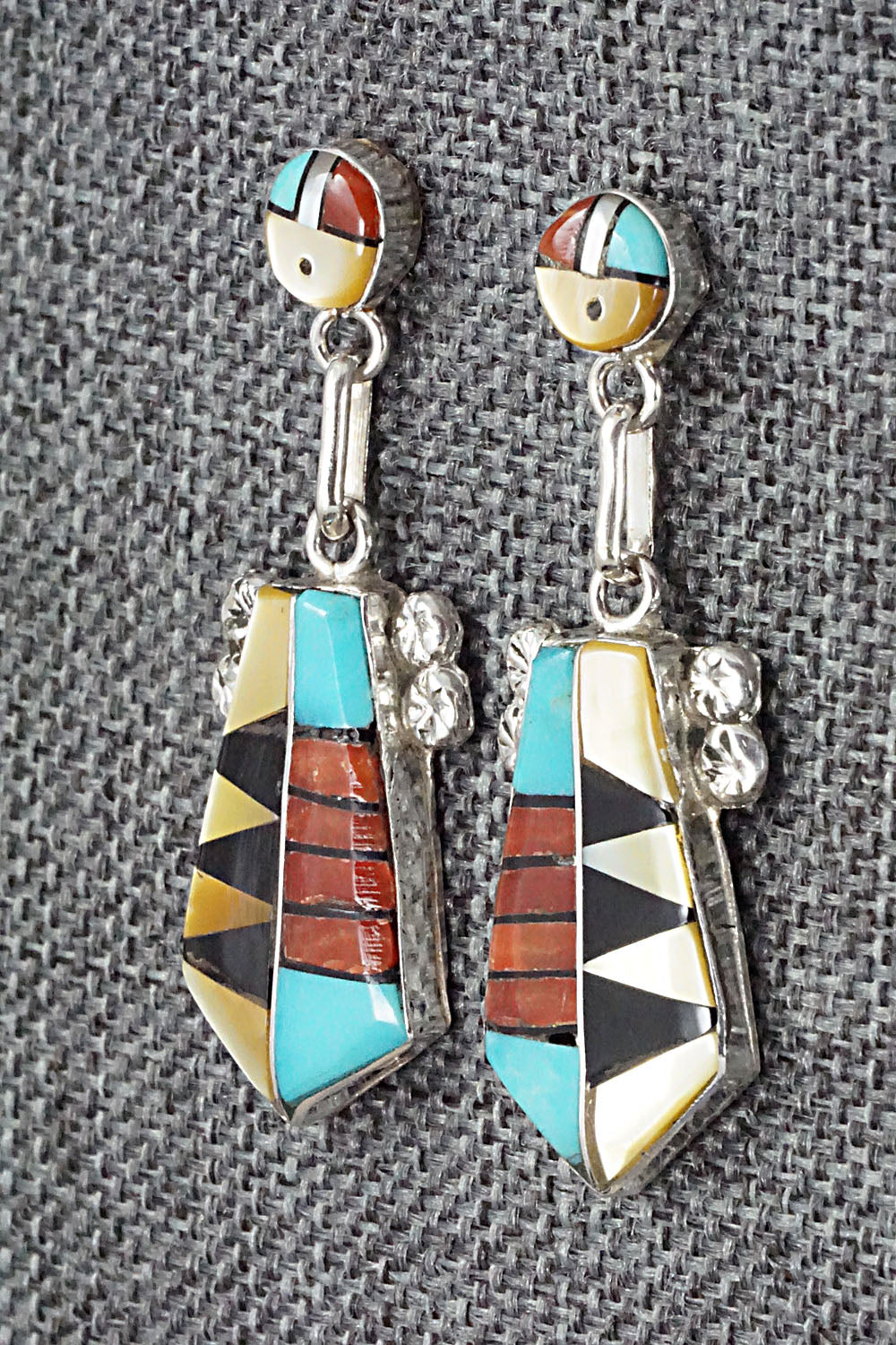 Multi Stone Inlay & Sterling Silver Earrings - Ola Eriacho