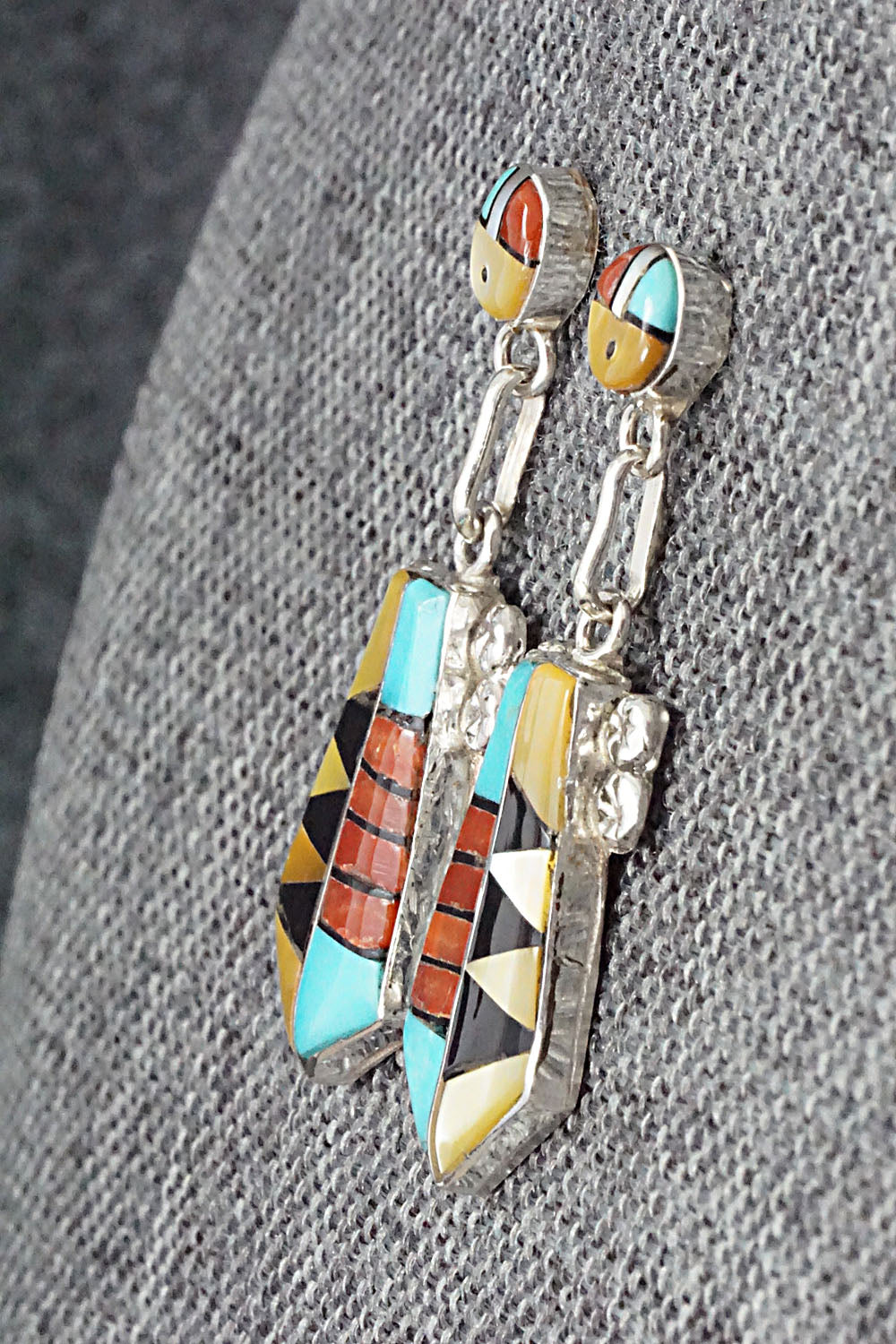 Multi Stone Inlay & Sterling Silver Earrings - Ola Eriacho