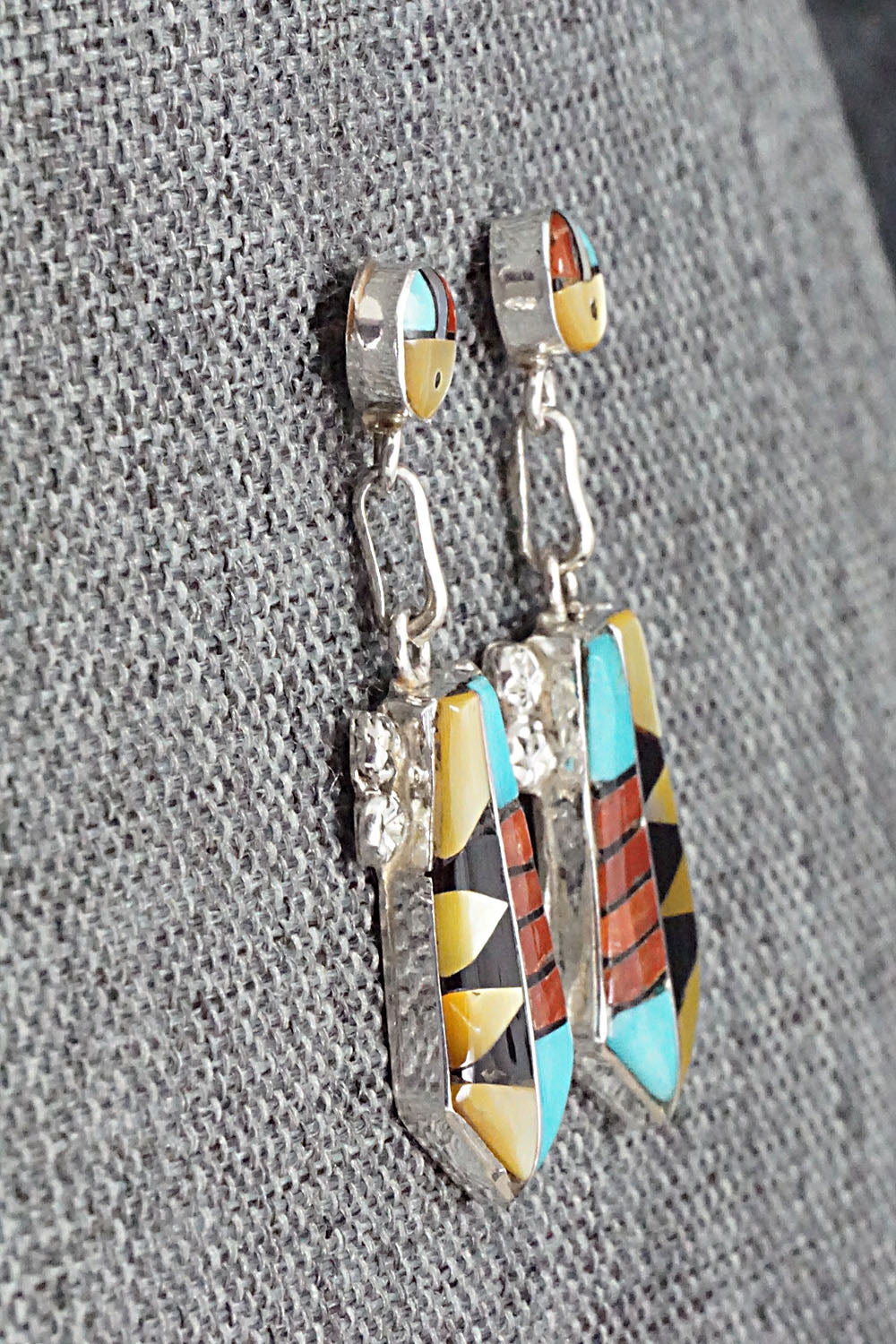 Multi Stone Inlay & Sterling Silver Earrings - Ola Eriacho