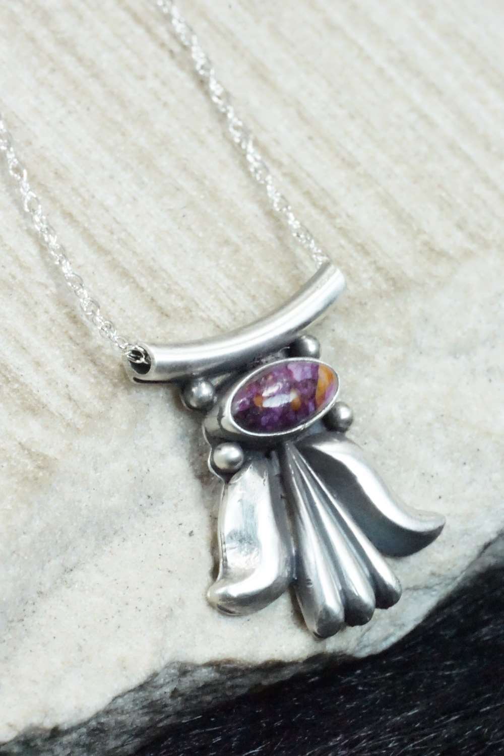 Spiny Oyster & Sterling Silver Necklace - Sharon McCarthy