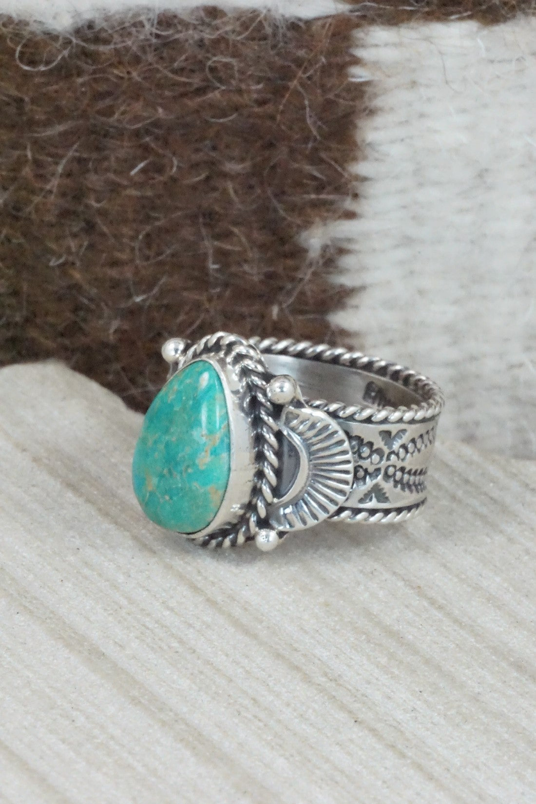Turquoise & Sterling Silver Ring - Garrett Hale - Size 11