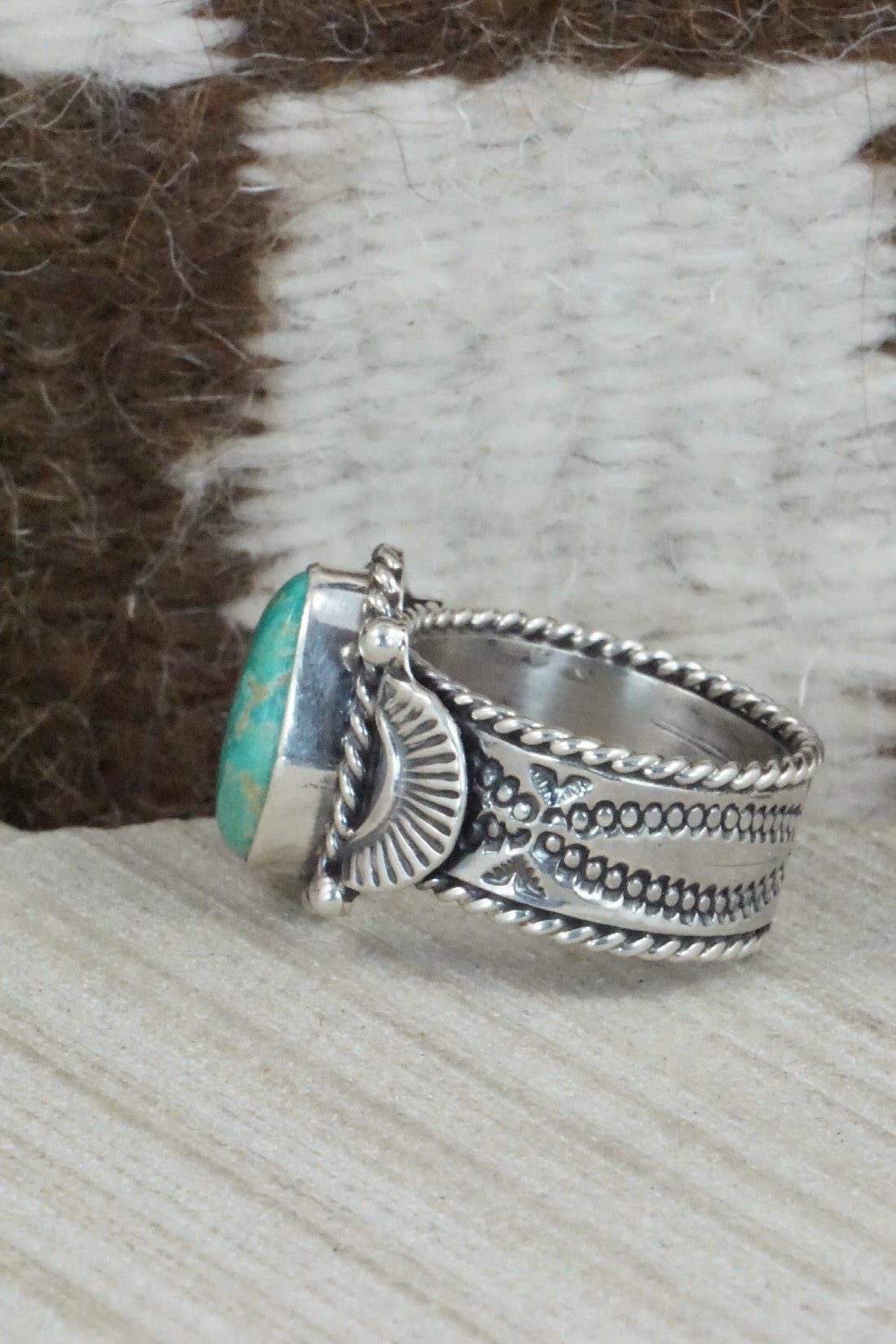 Turquoise & Sterling Silver Ring - Garrett Hale - Size 11