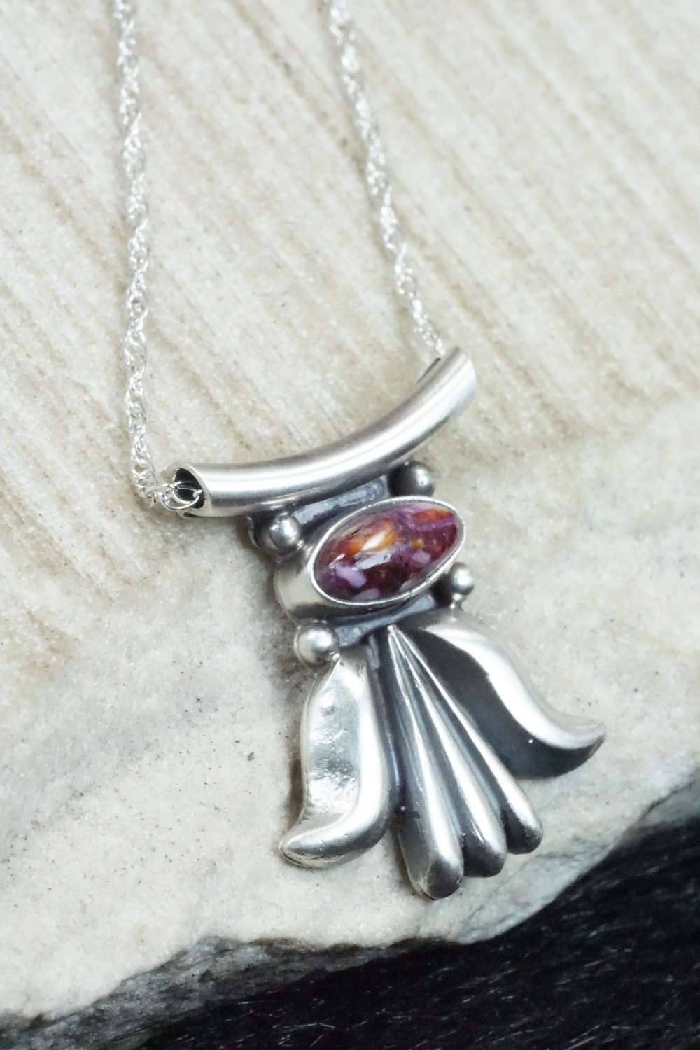 Spiny Oyster & Sterling Silver Necklace - Sharon McCarthy