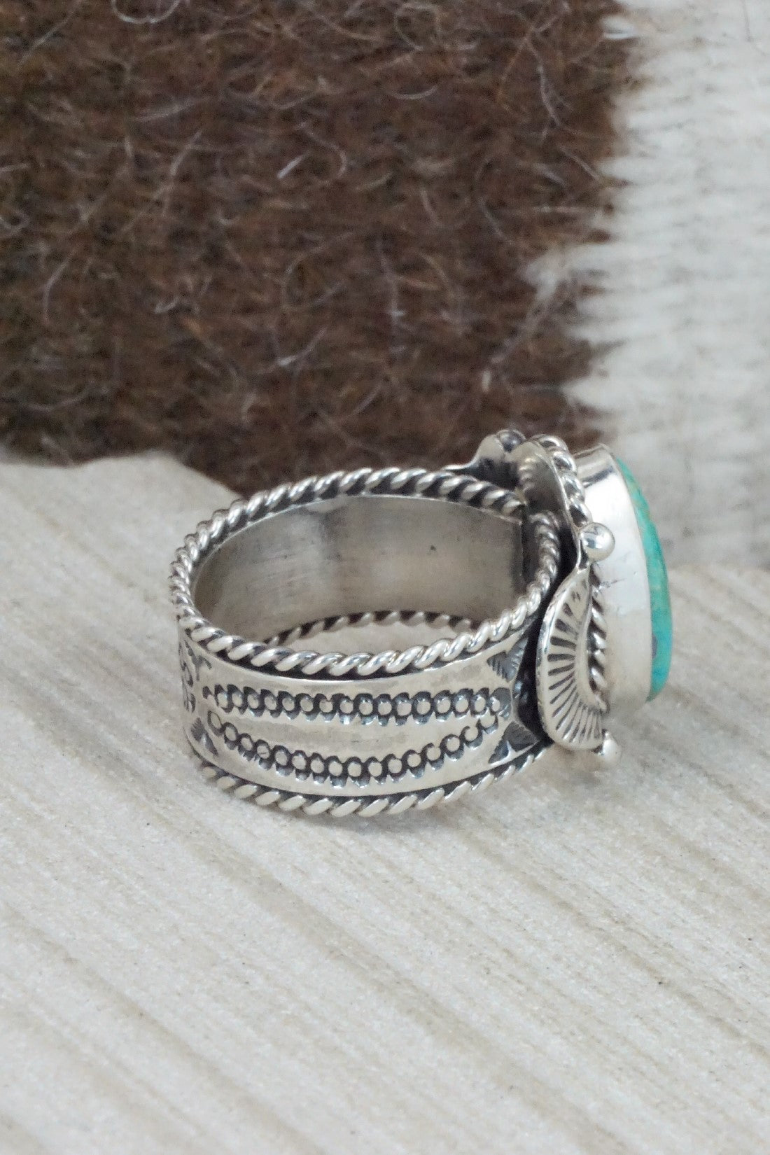 Turquoise & Sterling Silver Ring - Garrett Hale - Size 11