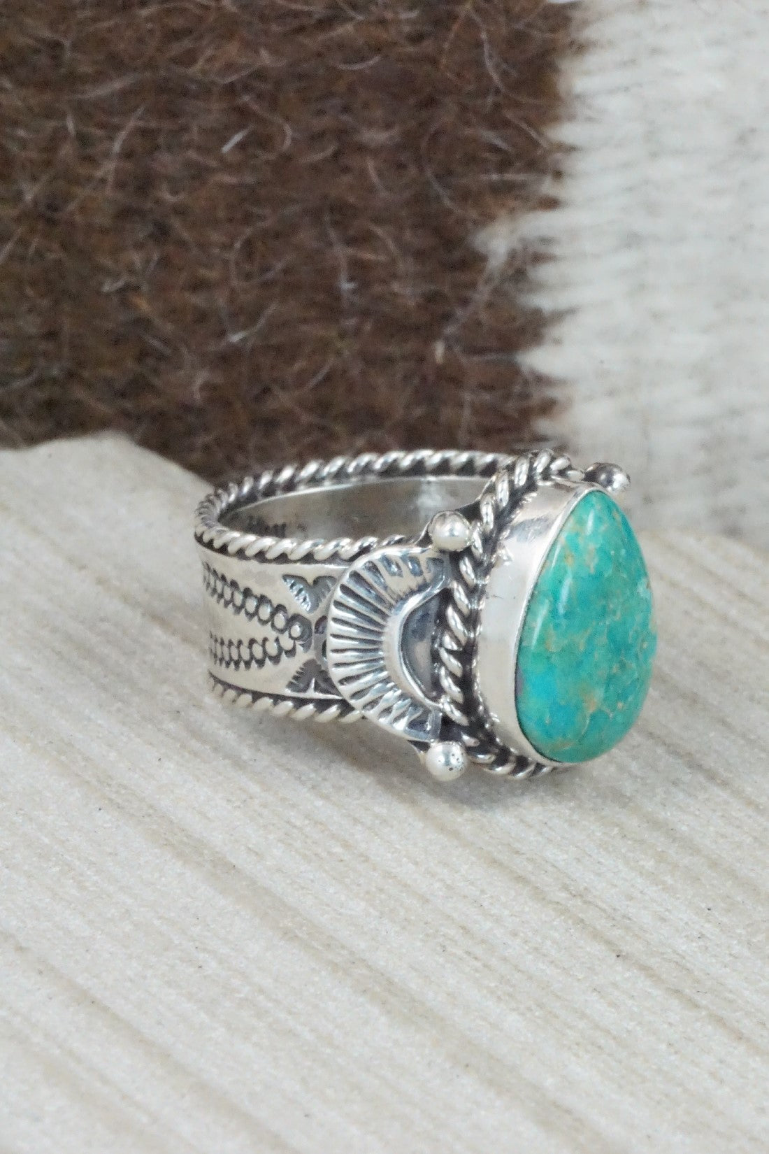 Turquoise & Sterling Silver Ring - Garrett Hale - Size 11
