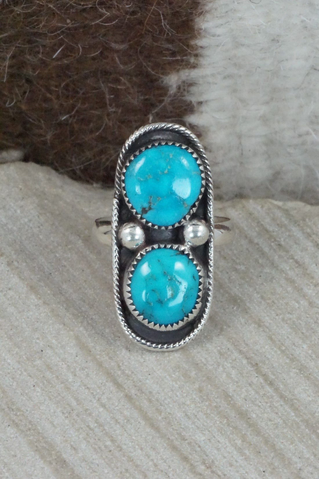 Turquoise & Sterling Silver Ring - Priscilla Reeder - Size 8.75