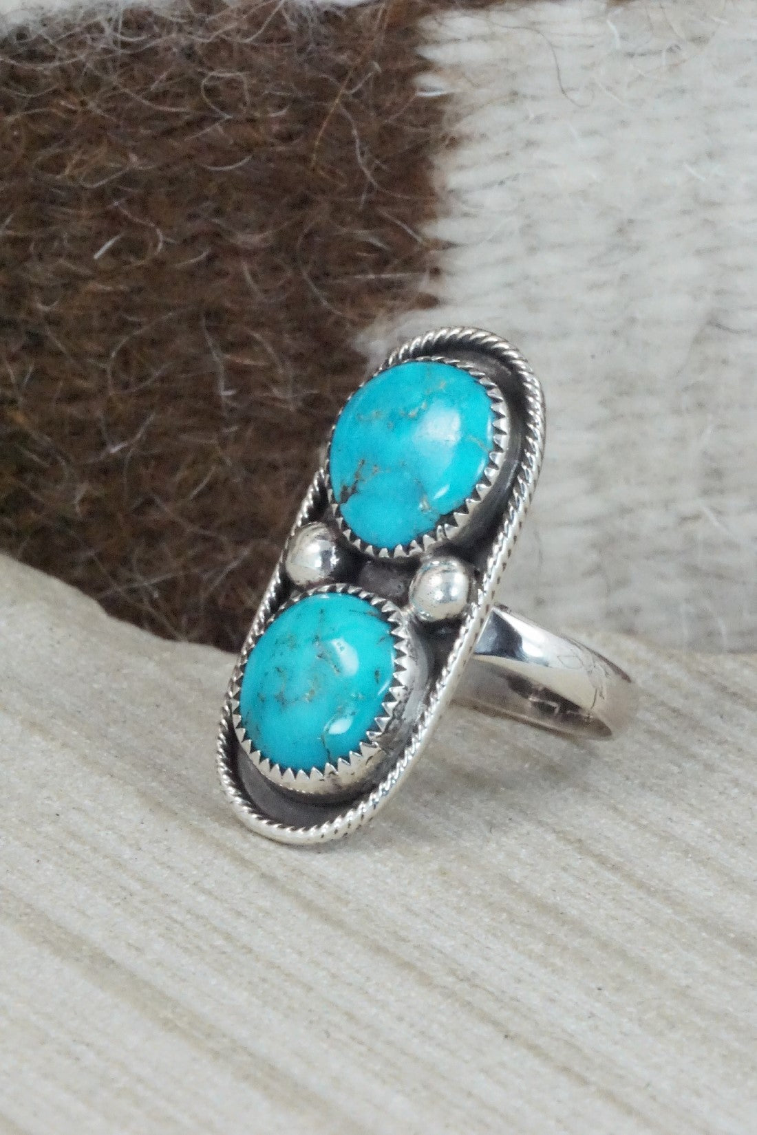 Turquoise & Sterling Silver Ring - Priscilla Reeder - Size 8.75