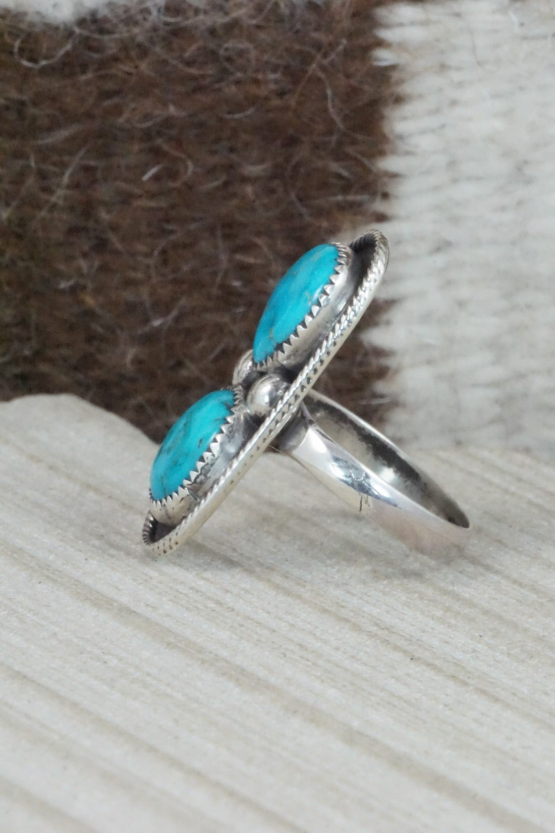 Turquoise & Sterling Silver Ring - Priscilla Reeder - Size 8.75