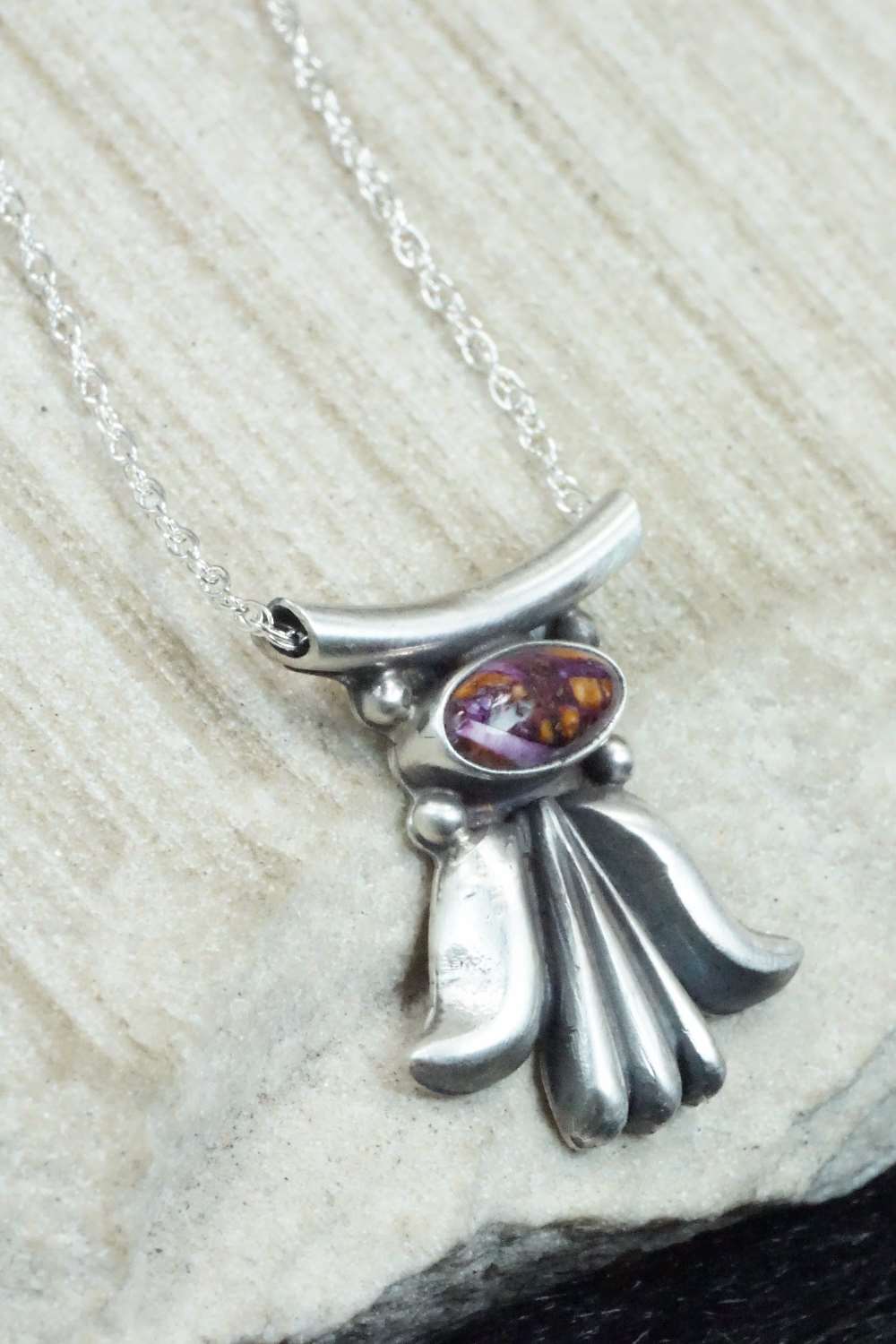 Spiny Oyster & Sterling Silver Necklace - Sharon McCarthy