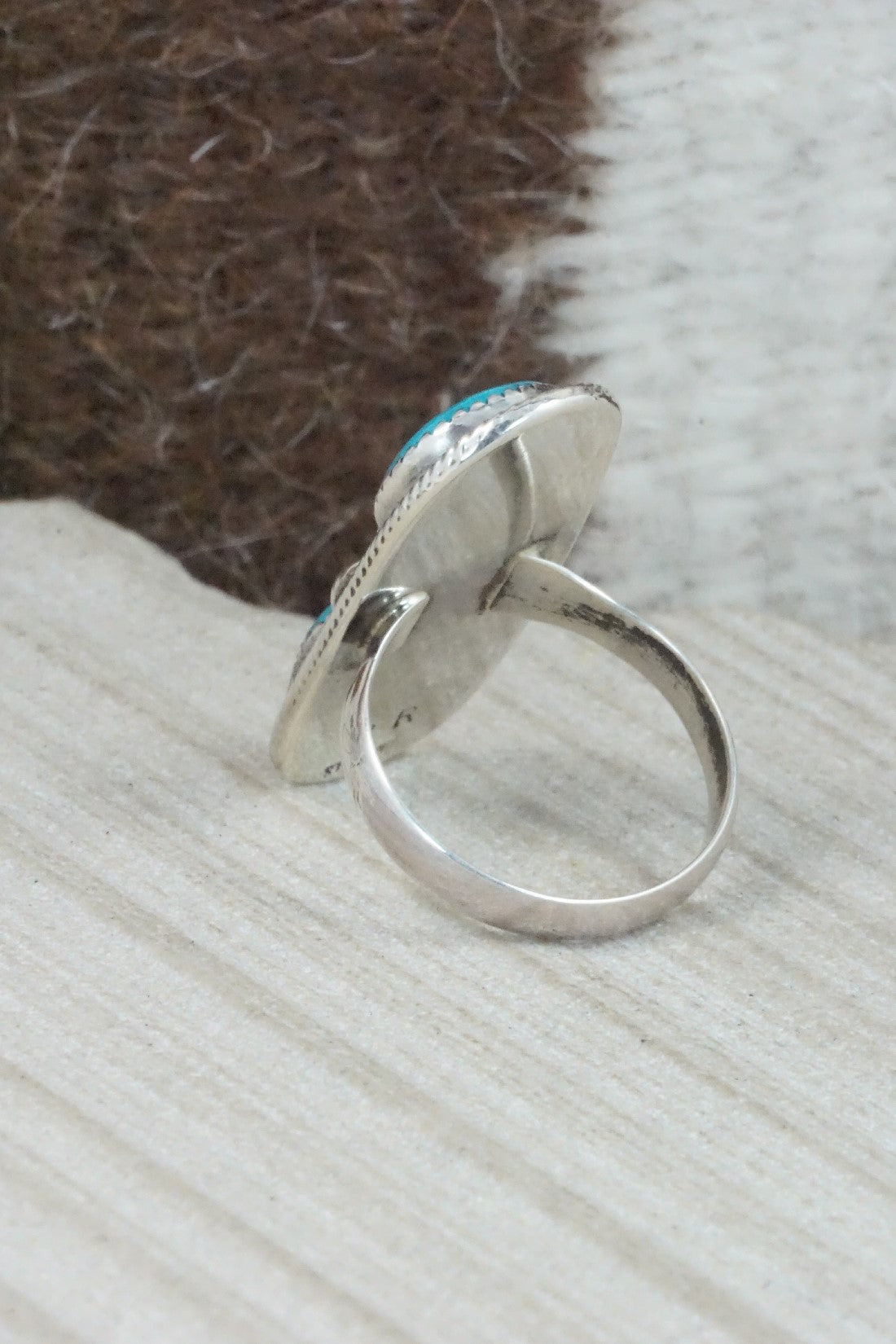 Turquoise & Sterling Silver Ring - Priscilla Reeder - Size 8.75