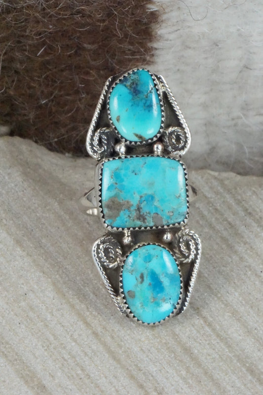 Turquoise & Sterling Silver Ring - Priscilla Reeder - Size 7.75