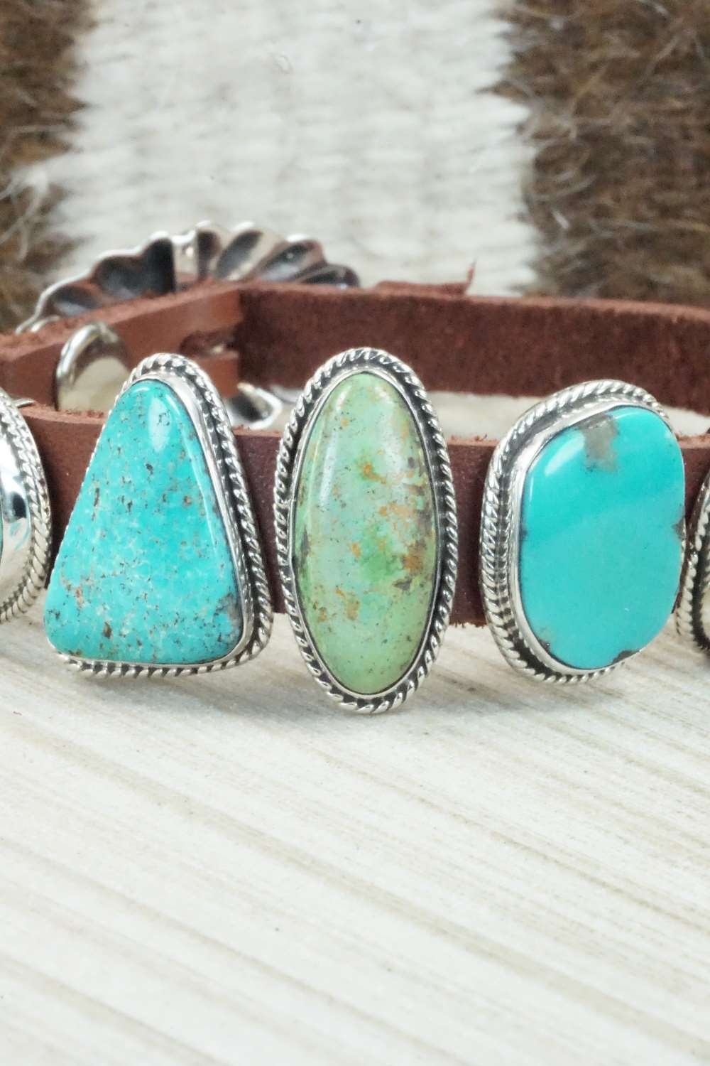 Multi Stone & Sterling Silver Leather Bracelet - Bonnie Willie