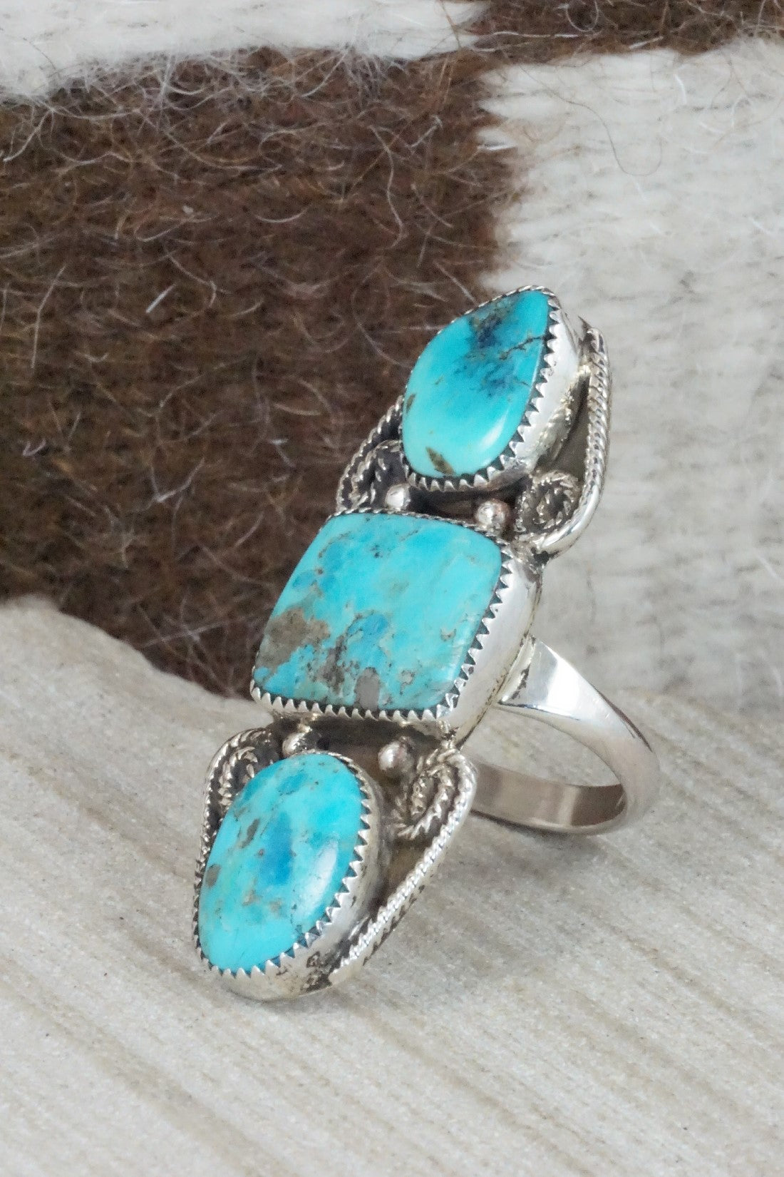 Turquoise & Sterling Silver Ring - Priscilla Reeder - Size 7.75