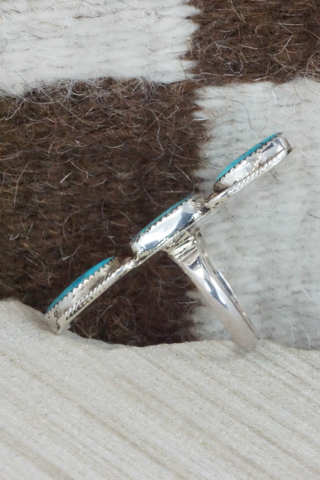 Turquoise & Sterling Silver Ring - Priscilla Reeder - Size 7.75