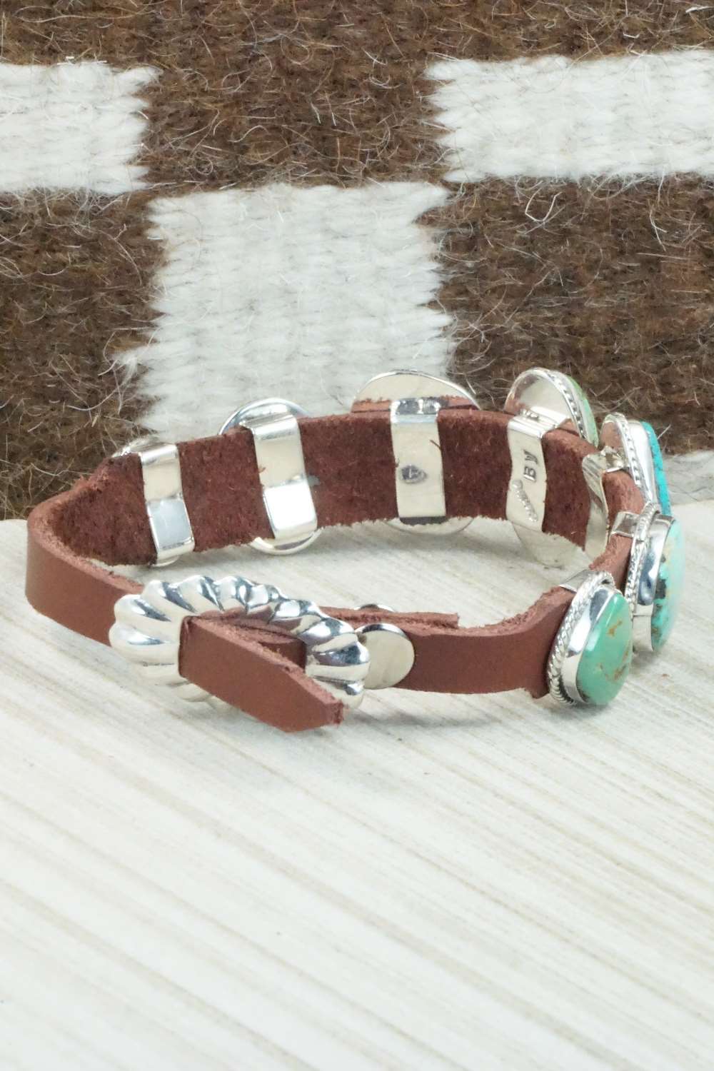Multi Stone & Sterling Silver Leather Bracelet - Bonnie Willie