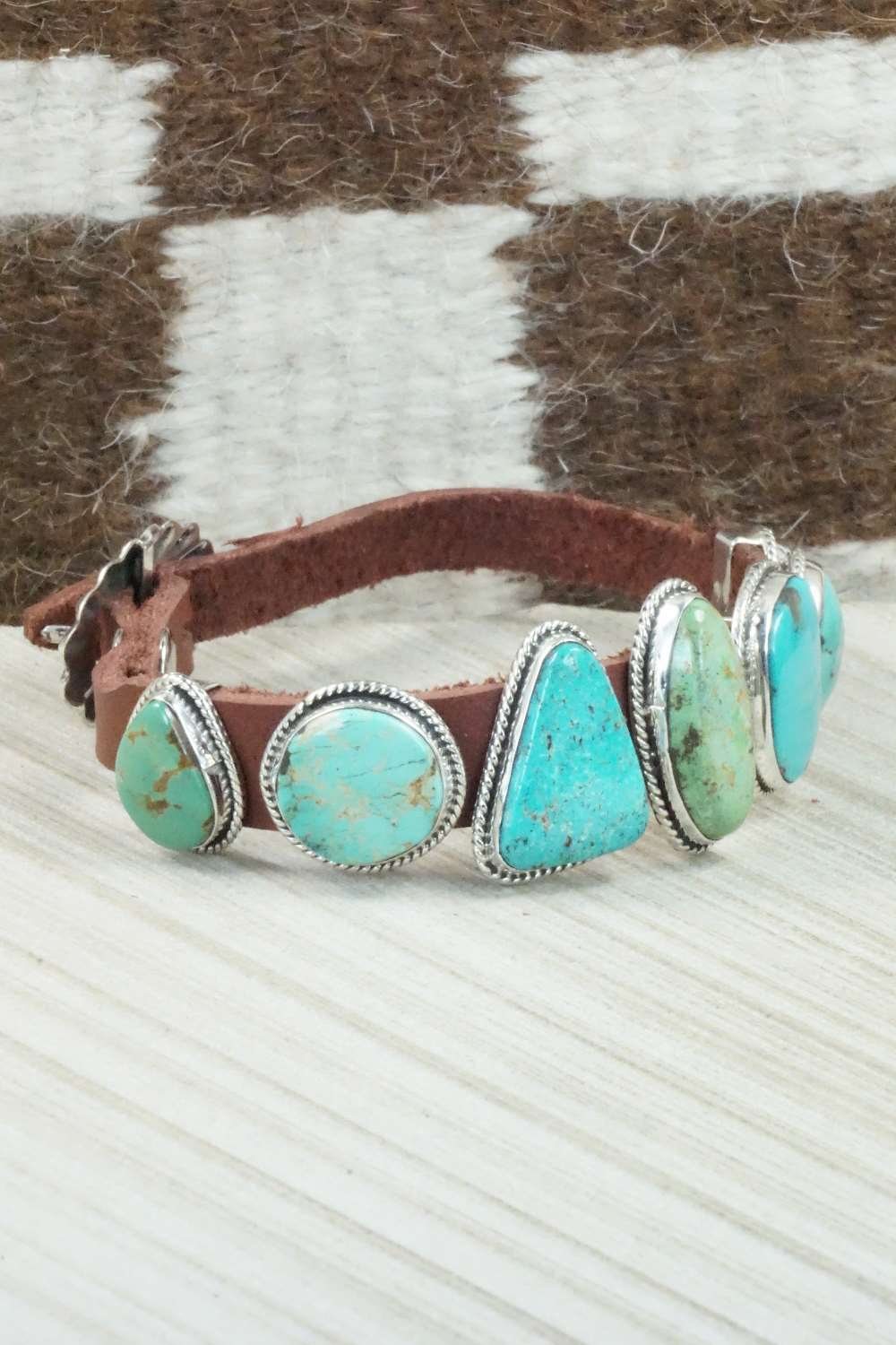 Multi Stone & Sterling Silver Leather Bracelet - Bonnie Willie
