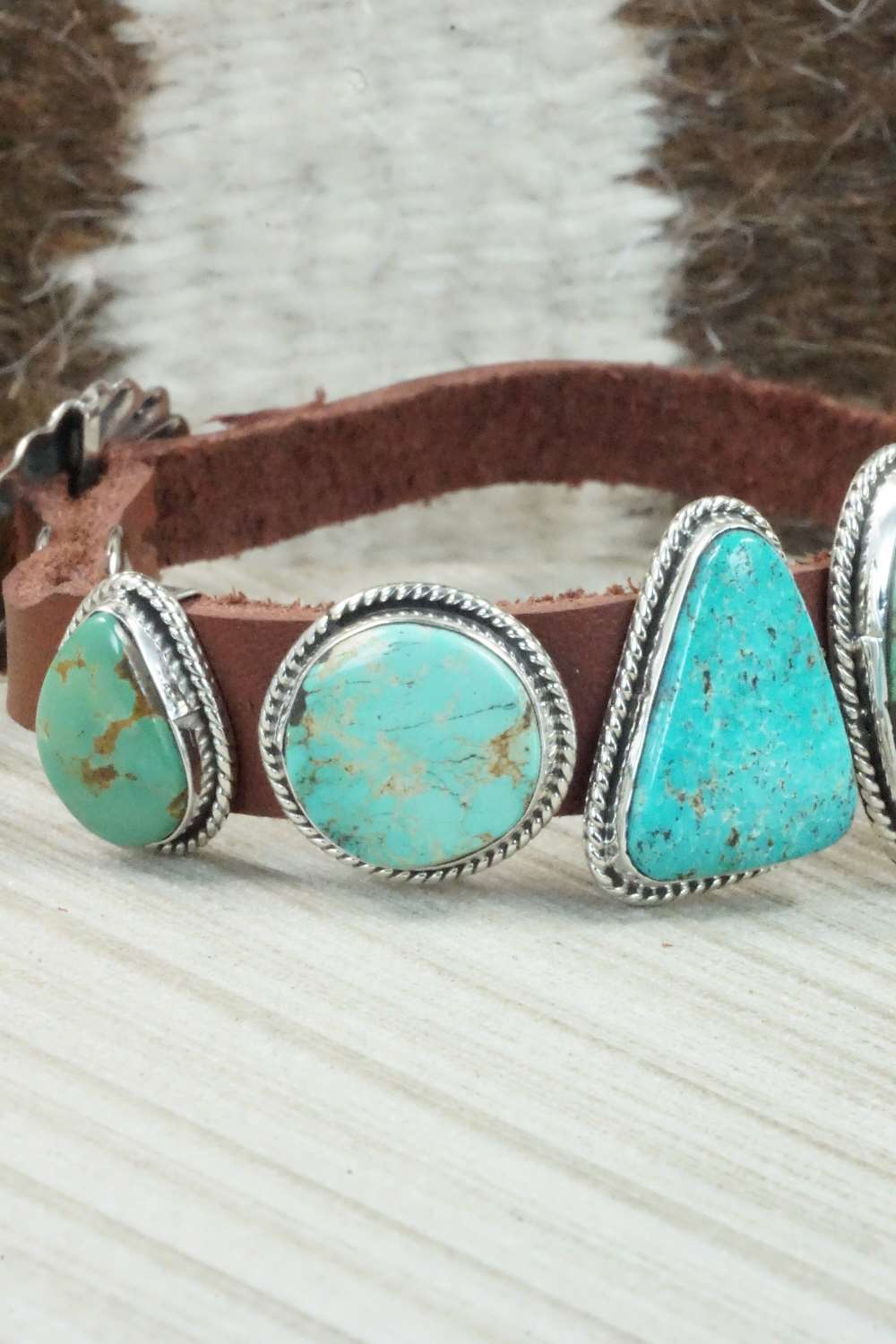 Multi Stone & Sterling Silver Leather Bracelet - Bonnie Willie