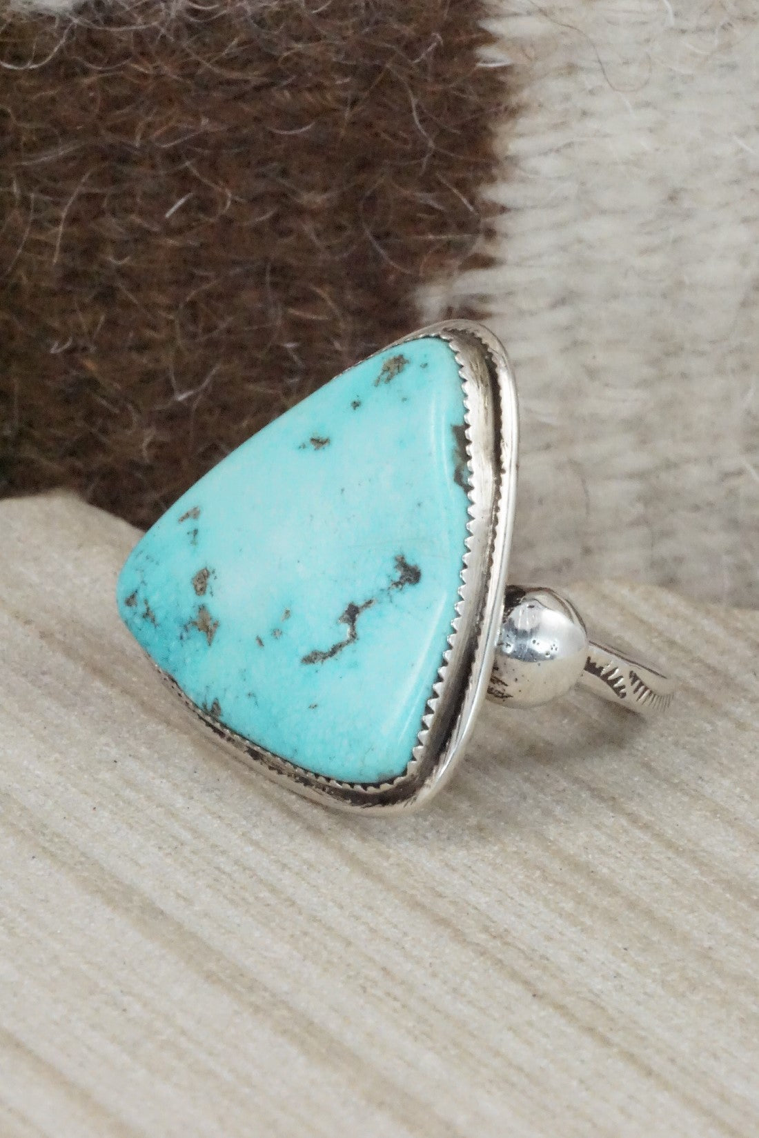 Turquoise & Sterling Silver Ring - Priscilla Reeder - Size 12