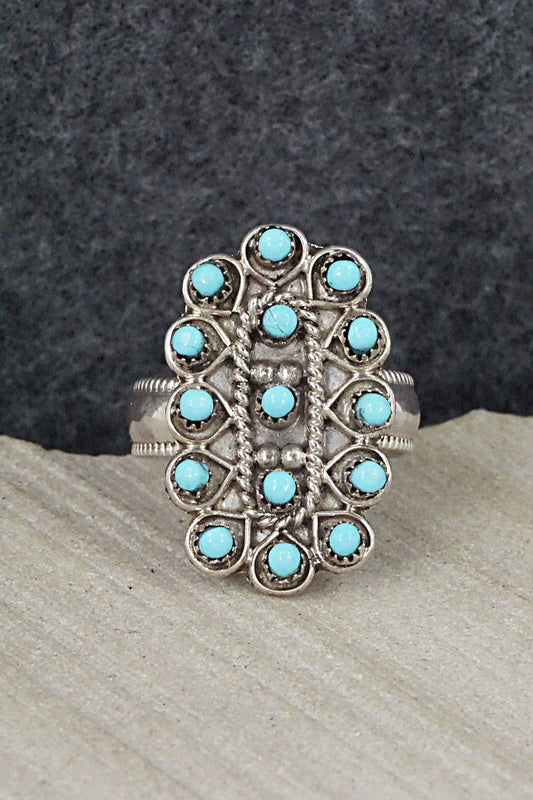 Turquoise & Sterling Silver Ring - Wayne Johnson - Size 7.5