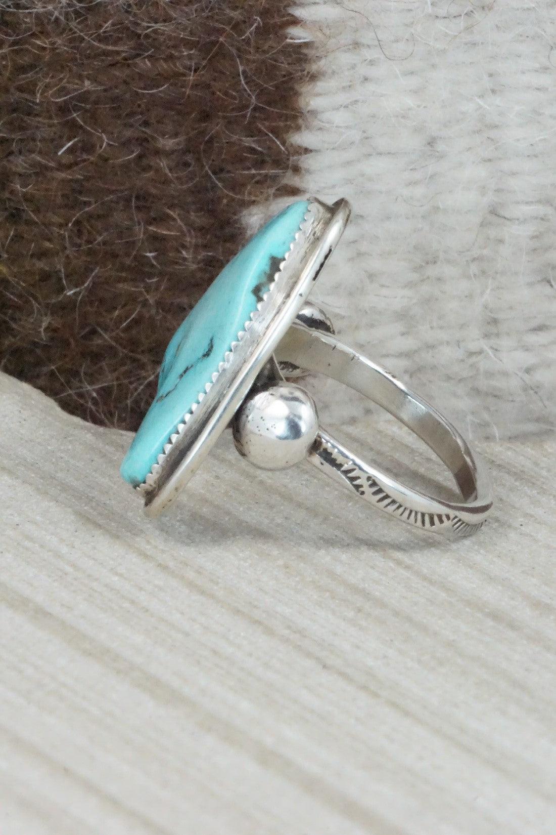 Turquoise & Sterling Silver Ring - Priscilla Reeder - Size 12
