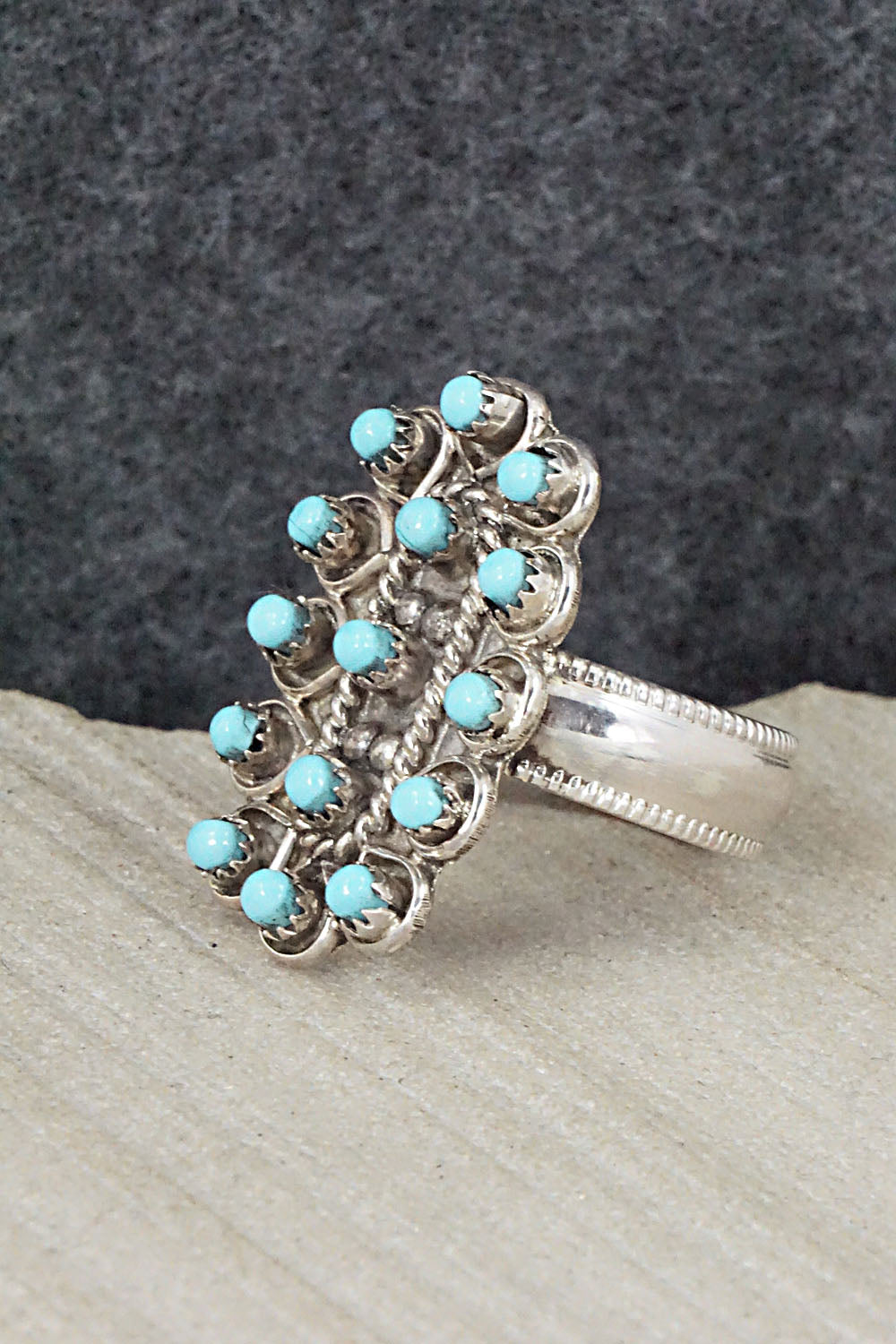 Turquoise & Sterling Silver Ring - Wayne Johnson - Size 7.5
