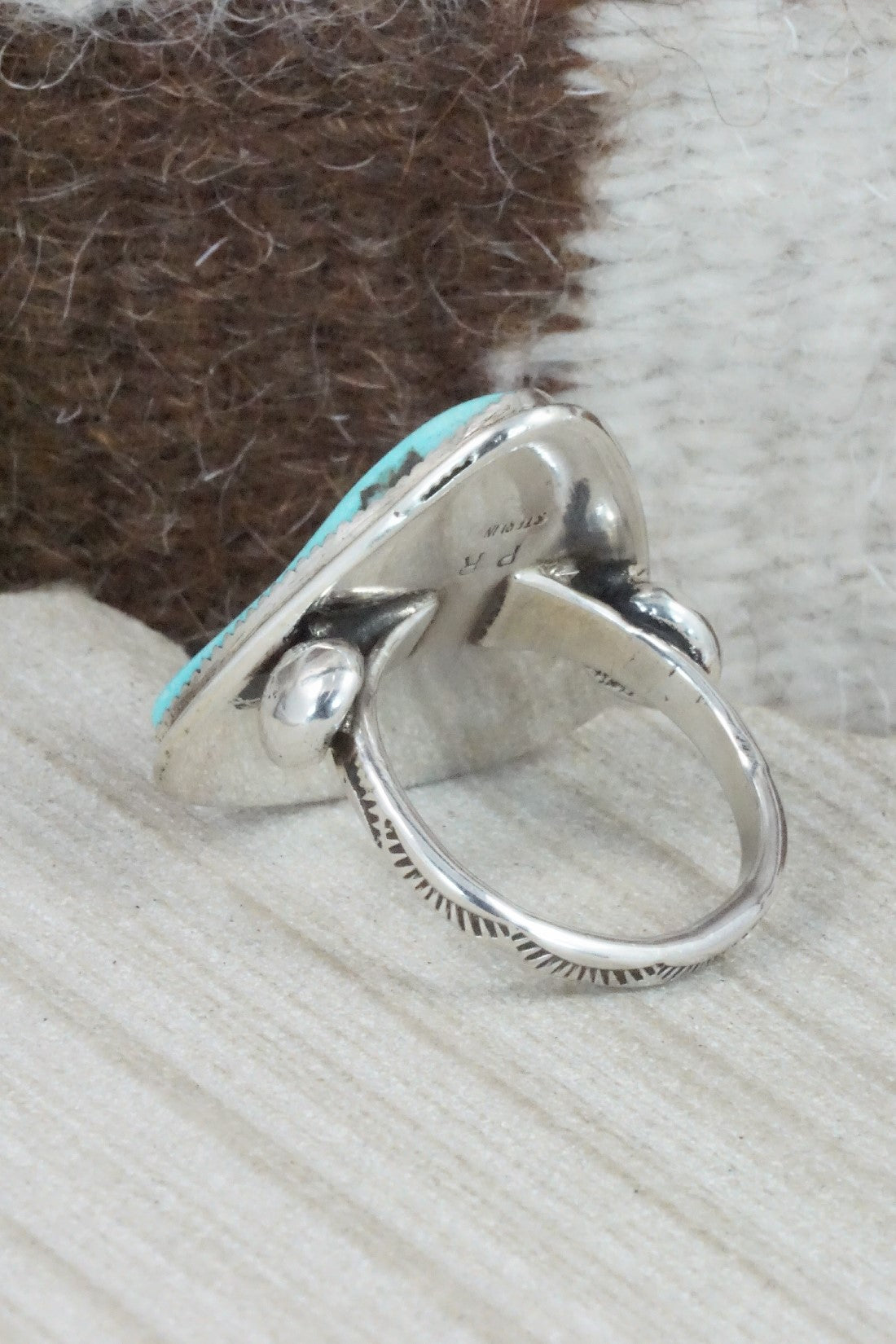 Turquoise & Sterling Silver Ring - Priscilla Reeder - Size 12