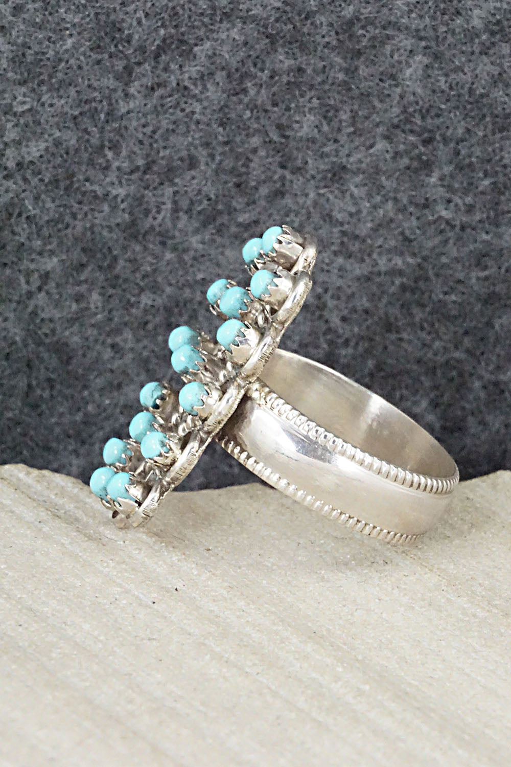 Turquoise & Sterling Silver Ring - Wayne Johnson - Size 7.5