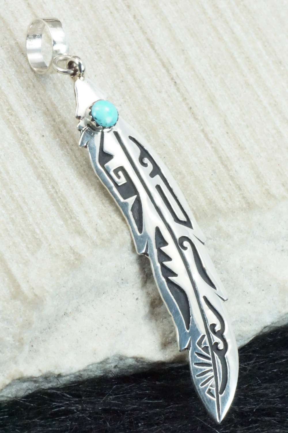 Turquoise & Sterling Silver Pendant - Rosita Singer