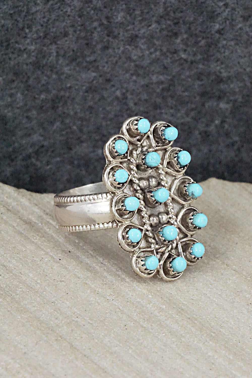 Turquoise & Sterling Silver Ring - Wayne Johnson - Size 7.5