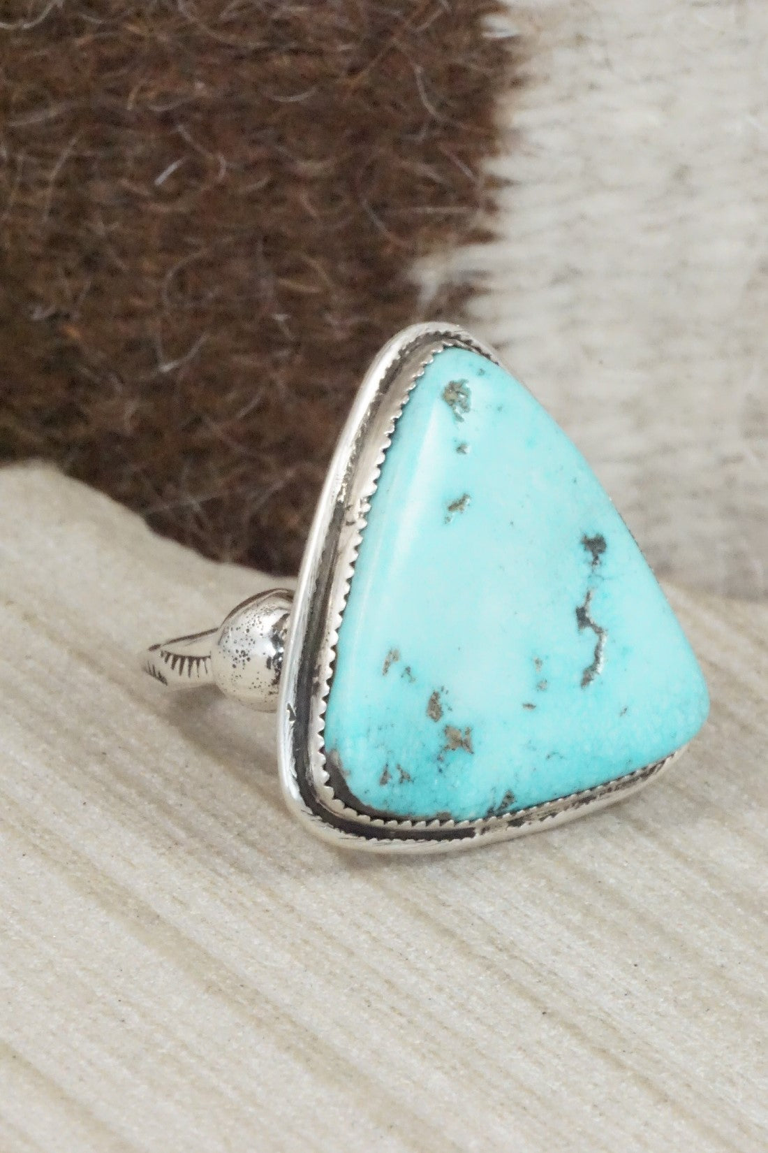 Turquoise & Sterling Silver Ring - Priscilla Reeder - Size 12