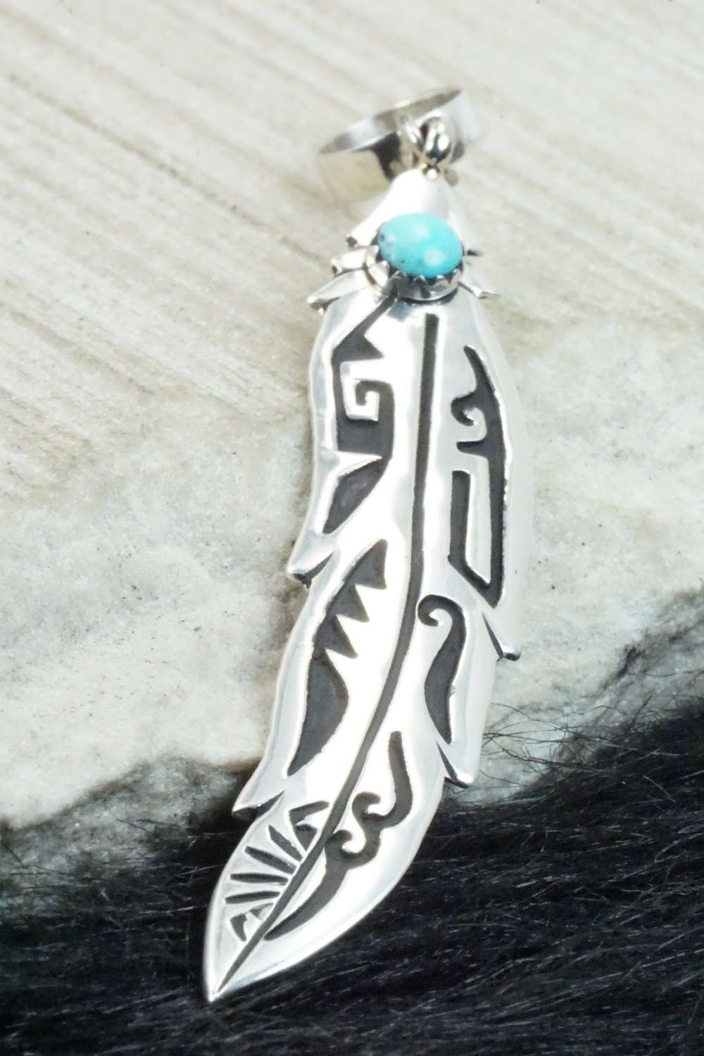 Turquoise & Sterling Silver Pendant - Rosita Singer