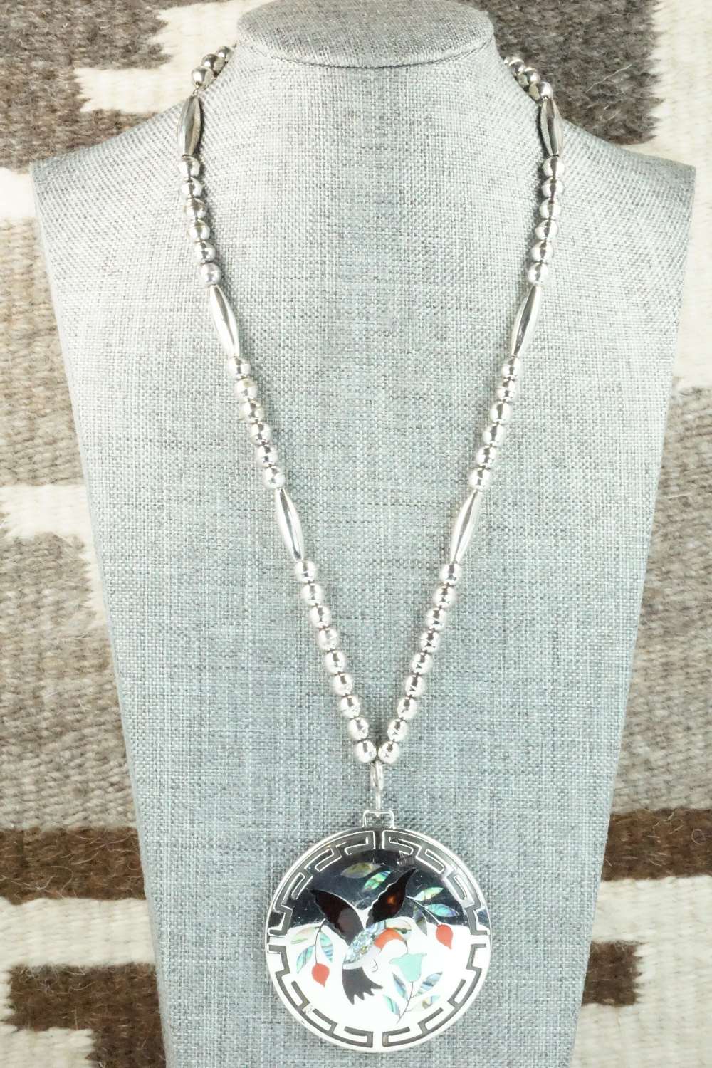 Multi Stone & Sterling Silver Inlay Necklace - Dennis Edaakie