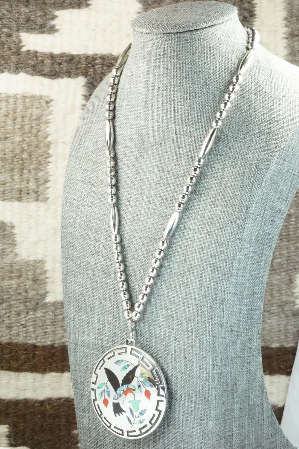 Multi Stone & Sterling Silver Inlay Necklace - Dennis Edaakie