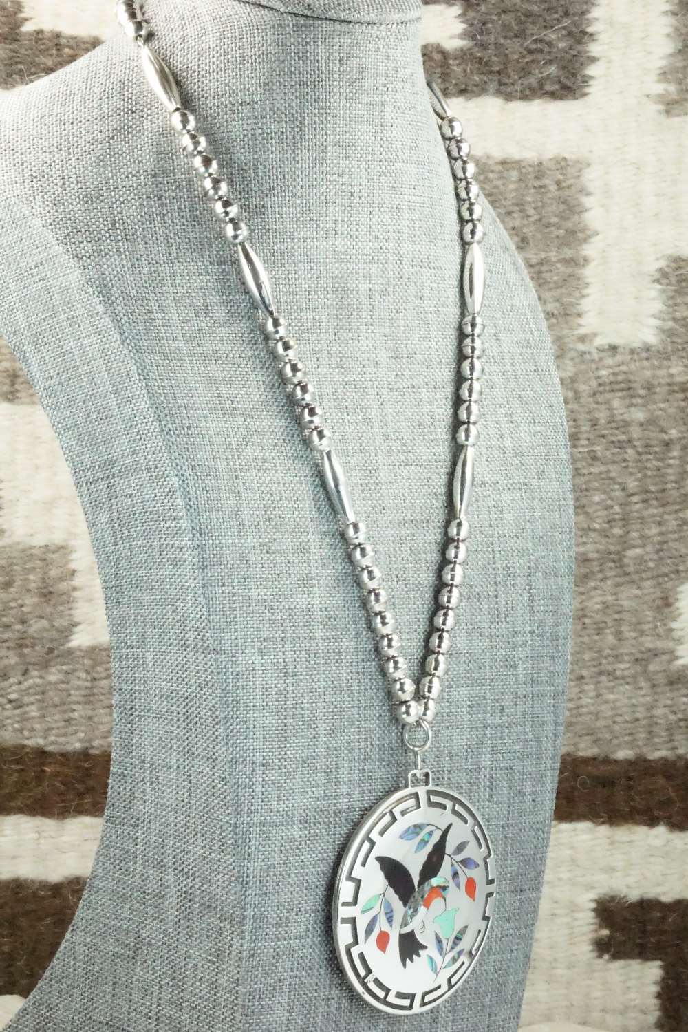 Multi Stone & Sterling Silver Inlay Necklace - Dennis Edaakie