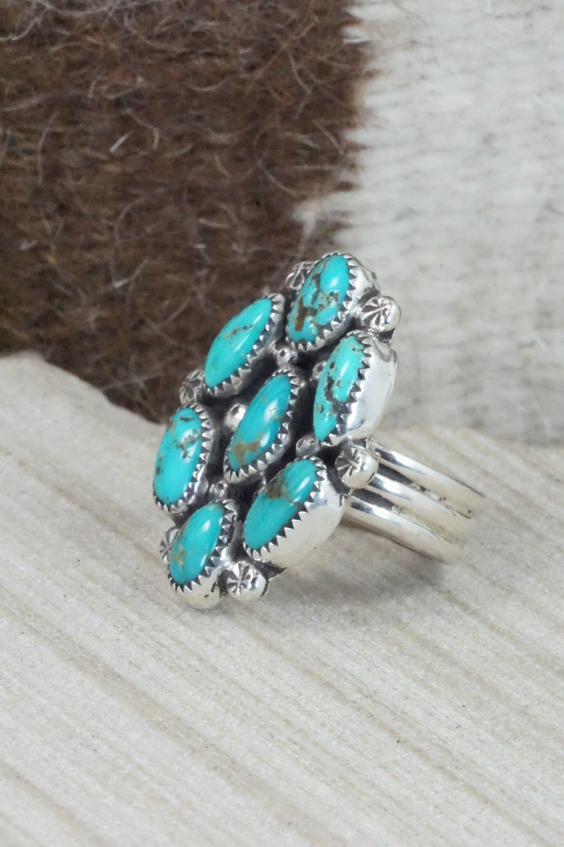 Turquoise & Sterling Silver Ring - Priscilla Reeder - Size 8
