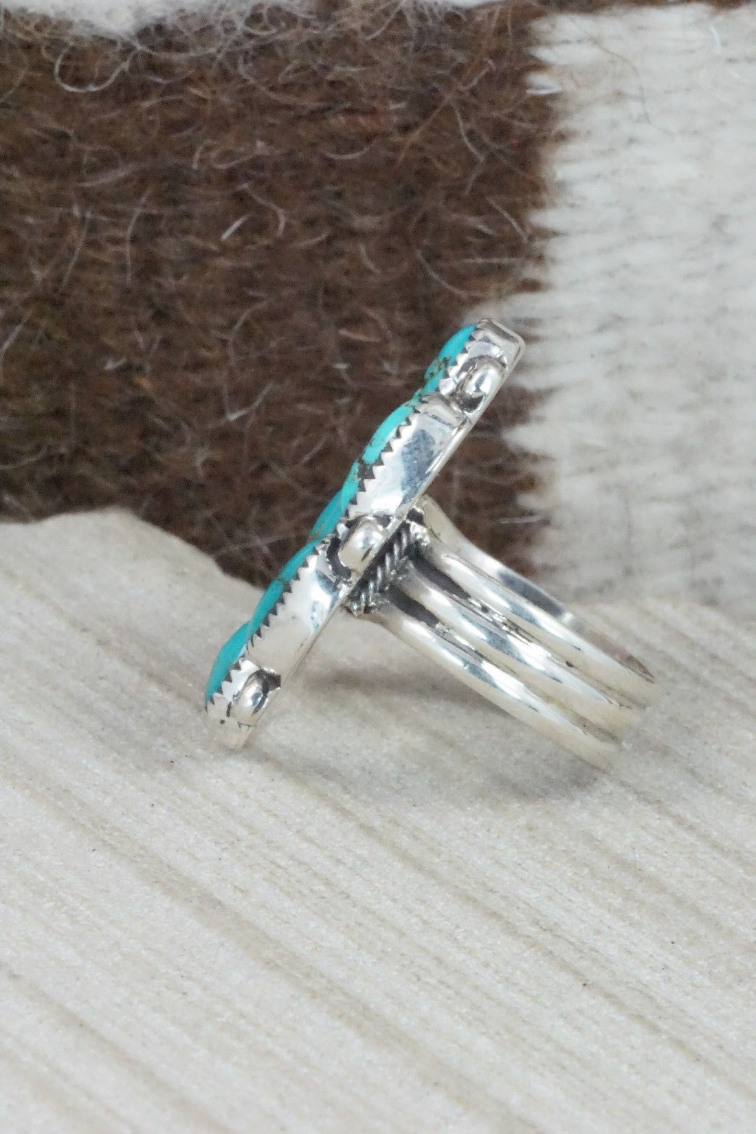 Turquoise & Sterling Silver Ring - Priscilla Reeder - Size 8