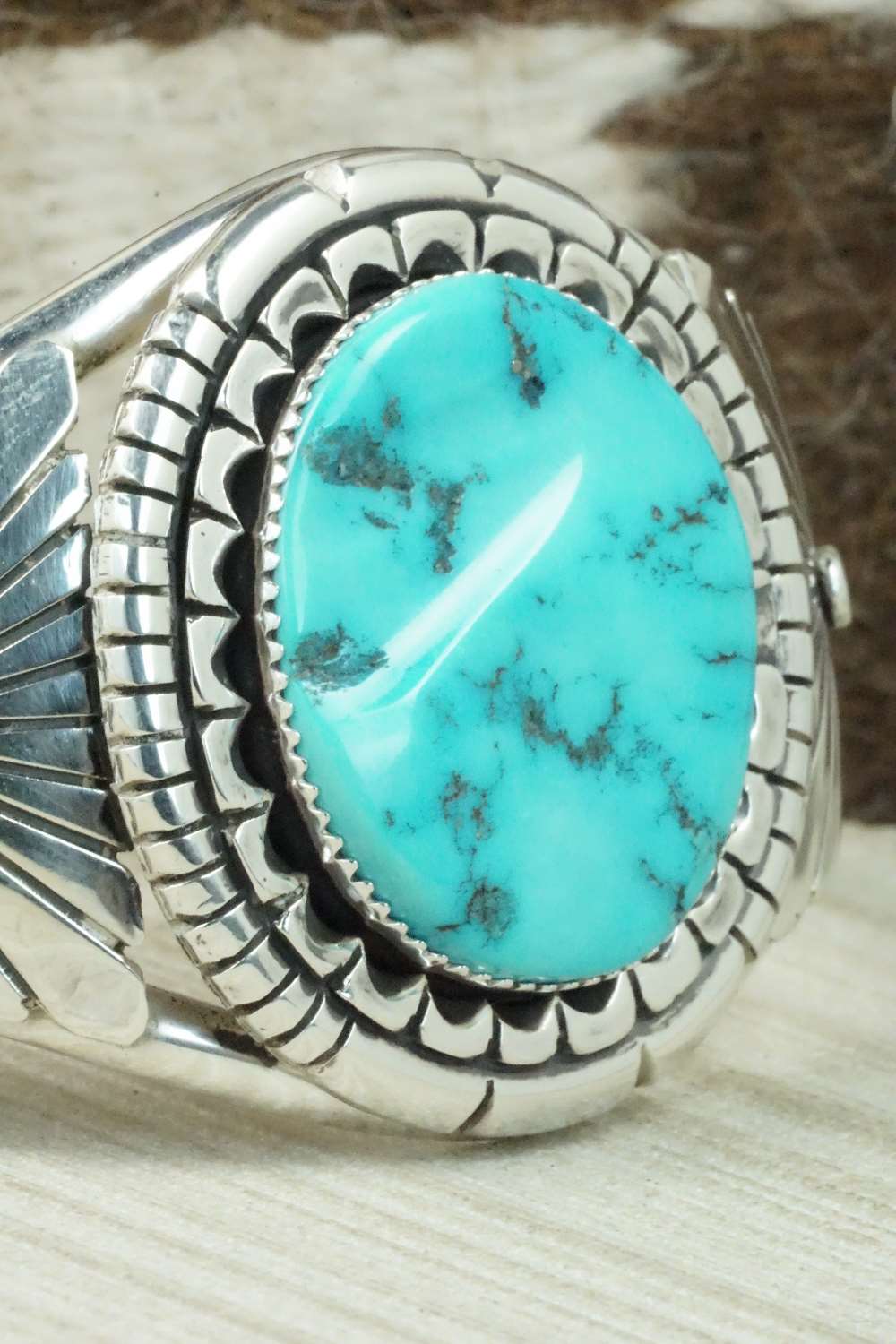 Turquoise & Sterling Silver Bracelet - Eddie Chaco