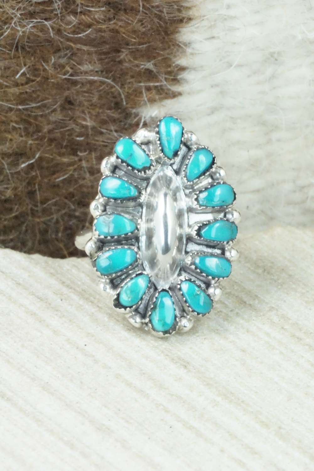 Turquoise & Sterling Silver Ring - Mary Chavez - Size 8