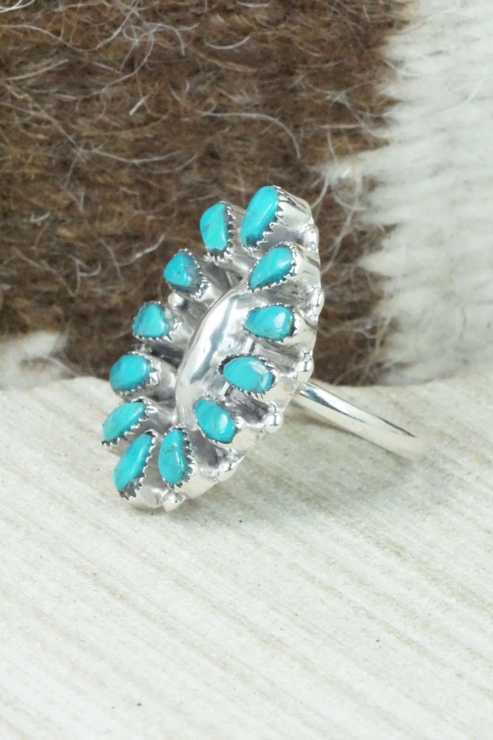 Turquoise & Sterling Silver Ring - Mary Chavez - Size 8