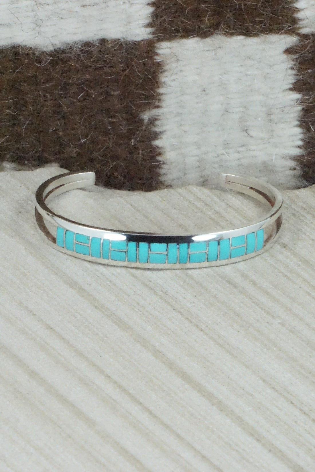 Turquoise & Sterling Silver Inlay Bracelet - Sibert Bowannie