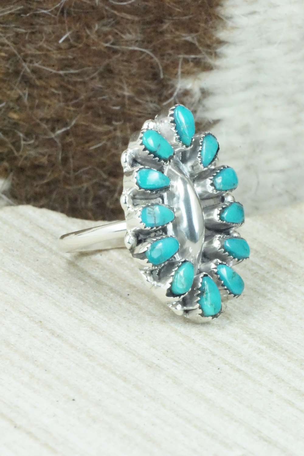 Turquoise & Sterling Silver Ring - Mary Chavez - Size 8