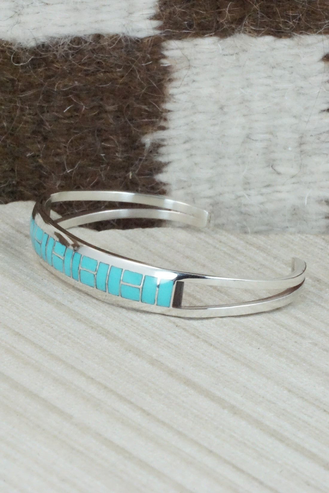 Turquoise & Sterling Silver Inlay Bracelet - Sibert Bowannie