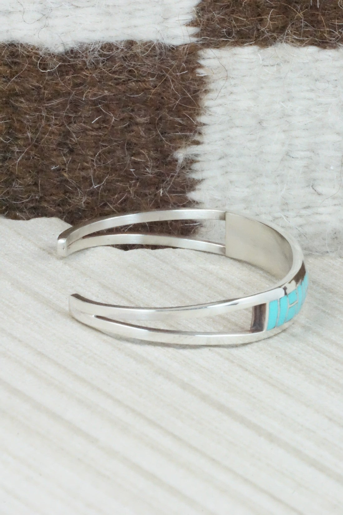 Turquoise & Sterling Silver Inlay Bracelet - Sibert Bowannie