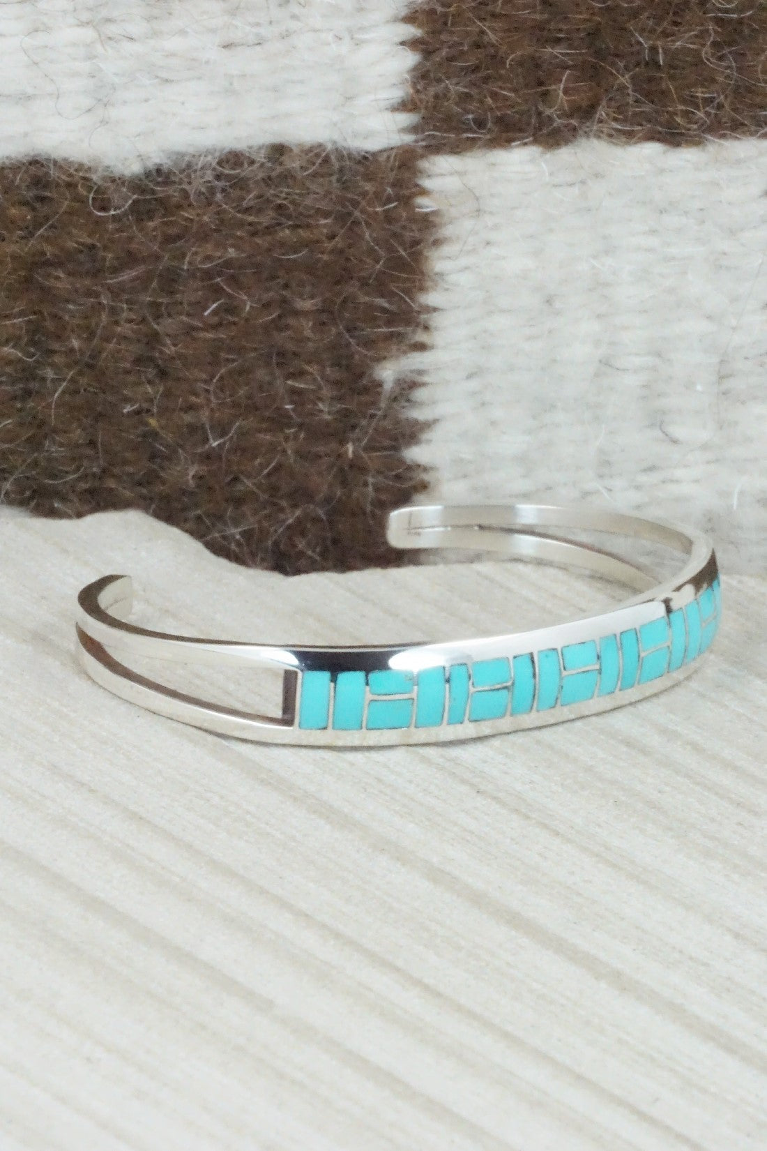 Turquoise & Sterling Silver Inlay Bracelet - Sibert Bowannie
