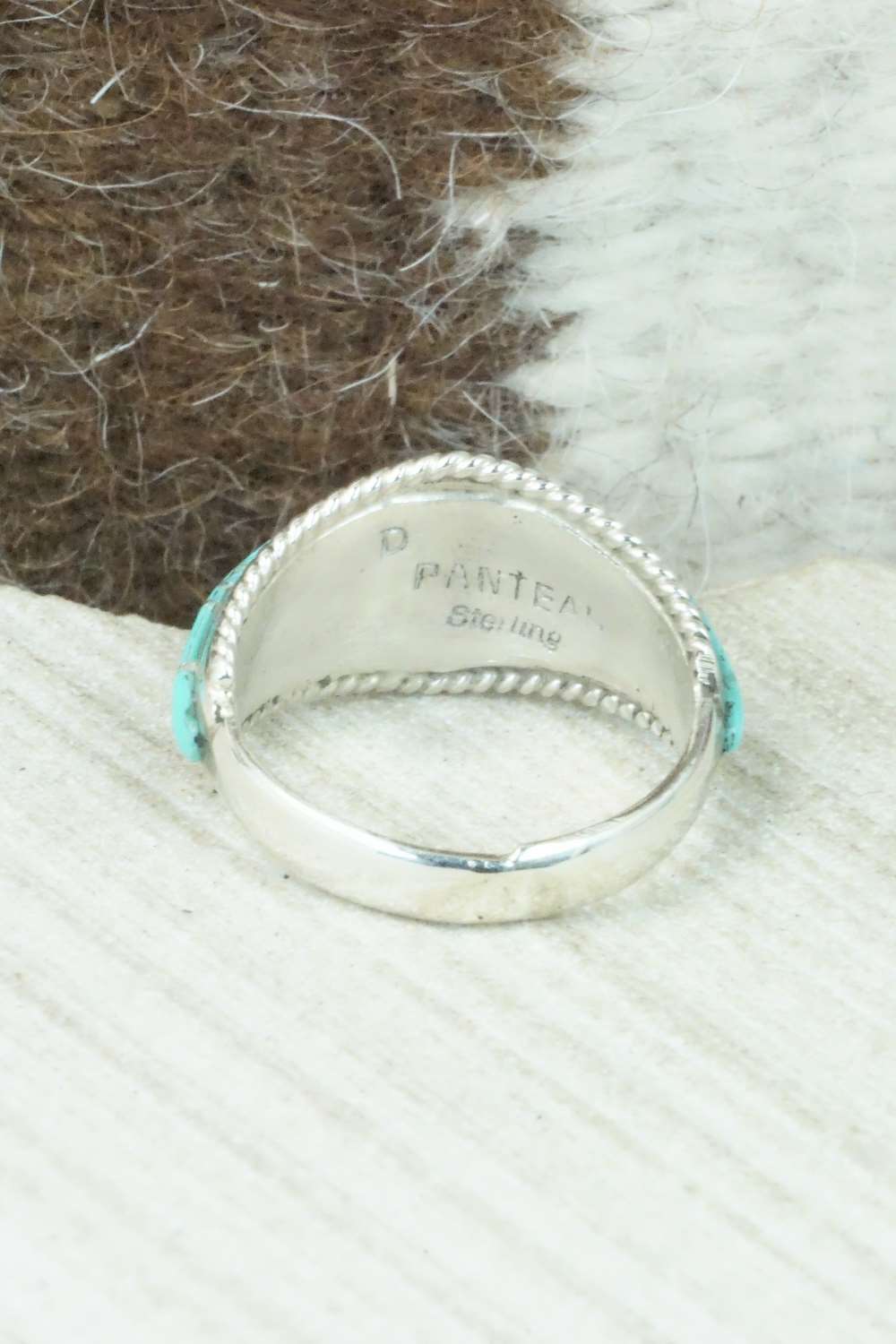 Turquoise & Sterling Silver Inlay Ring - Dierdre Panteah - Size 9.75